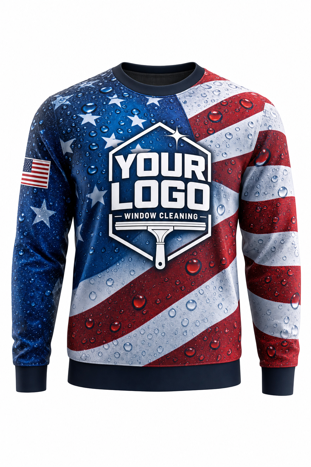 Stars & Stripes custom window cleaning crew uniform sweatshirt — front (sweatshirt-front)