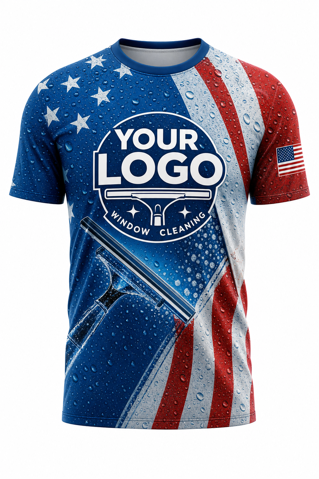 Stars & Stripes custom window cleaning crew uniform t-shirt — front (tee-front)