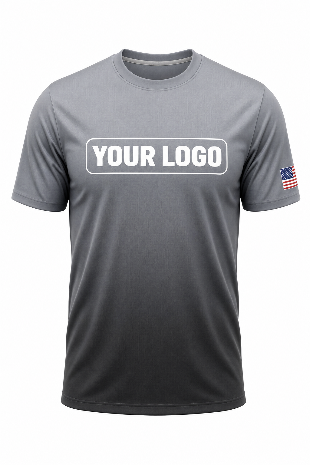 Steel Ash custom crew uniform in steel grey fading into charcoal