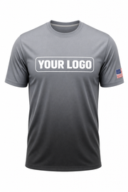 Steel Ash custom crew uniform in steel grey fading into charcoal
