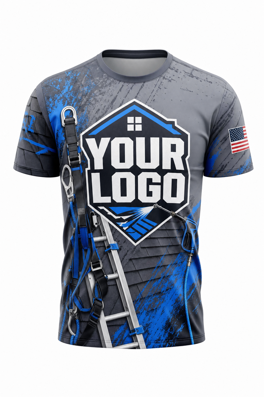 Steel Roof Gear custom roof cleaning crew uniform t-shirt — front (tee-front)