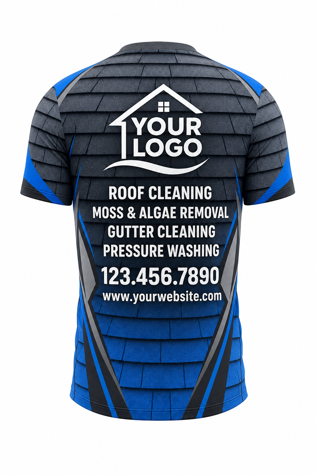 Steel Shingle custom roof cleaning crew uniform t-shirt — back (tee-back)