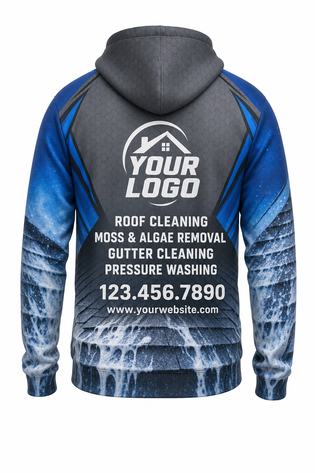 Steel Soft-Wash custom roof cleaning crew uniform hoodie — back (hoodie-back)