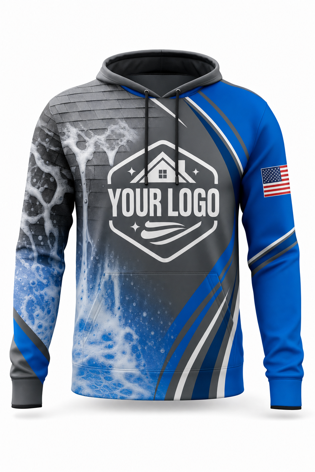 Steel Soft-Wash custom roof cleaning crew uniform hoodie — front (hoodie-front)