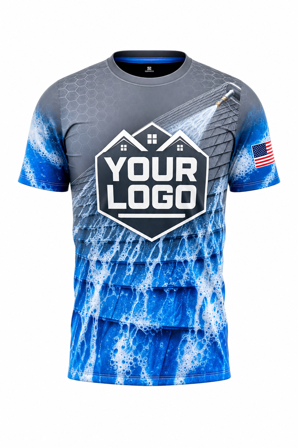 Steel Soft-Wash custom roof cleaning crew uniform t-shirt — front (tee-front)