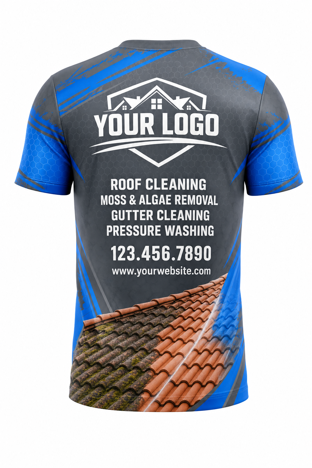 Steel Tile custom roof cleaning crew uniform t-shirt — back (tee-back)