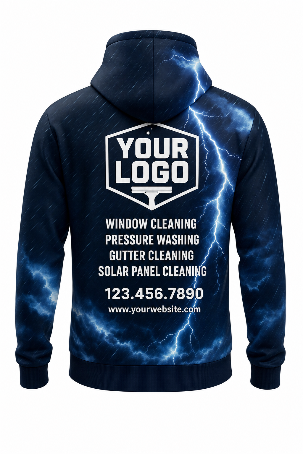 Storm Surge custom window cleaning crew uniform hoodie — back (hoodie-back)