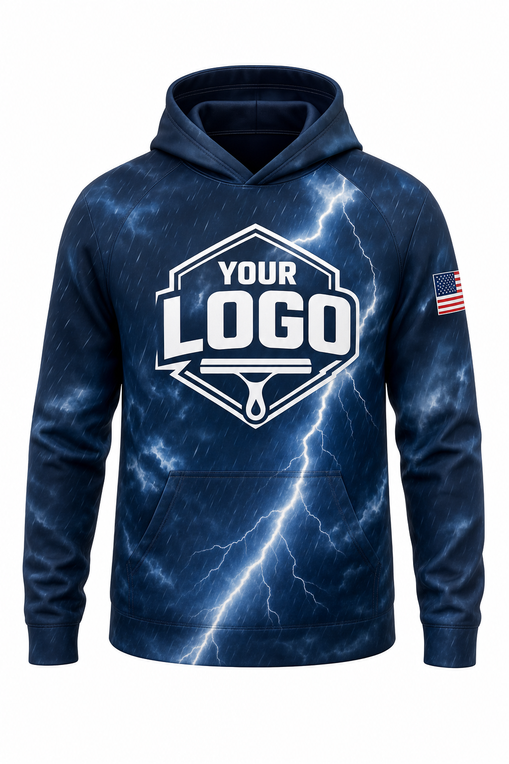 Storm Surge custom window cleaning crew uniform hoodie — front (hoodie-front)