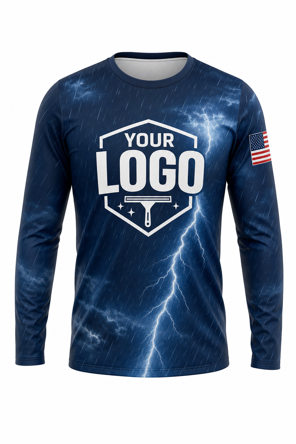 Storm Surge custom window cleaning crew uniform long-sleeve shirt — front (longsleeve-front)