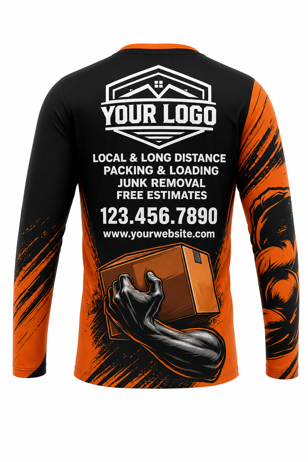 Strong Arm custom moving & junk removal crew uniform Long Sleeve — back