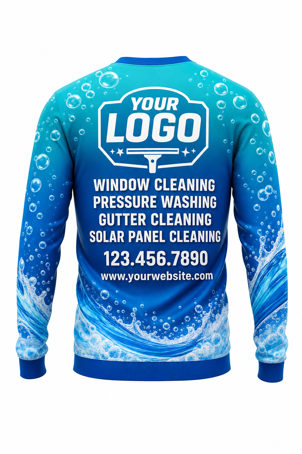 Bubble Wave custom window cleaning crew uniform sweatshirt — back (sweatshirt-back)