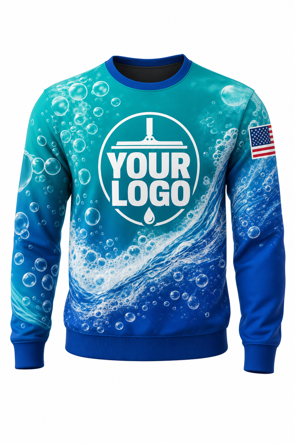 Bubble Wave custom window cleaning crew uniform sweatshirt — front (sweatshirt-front)