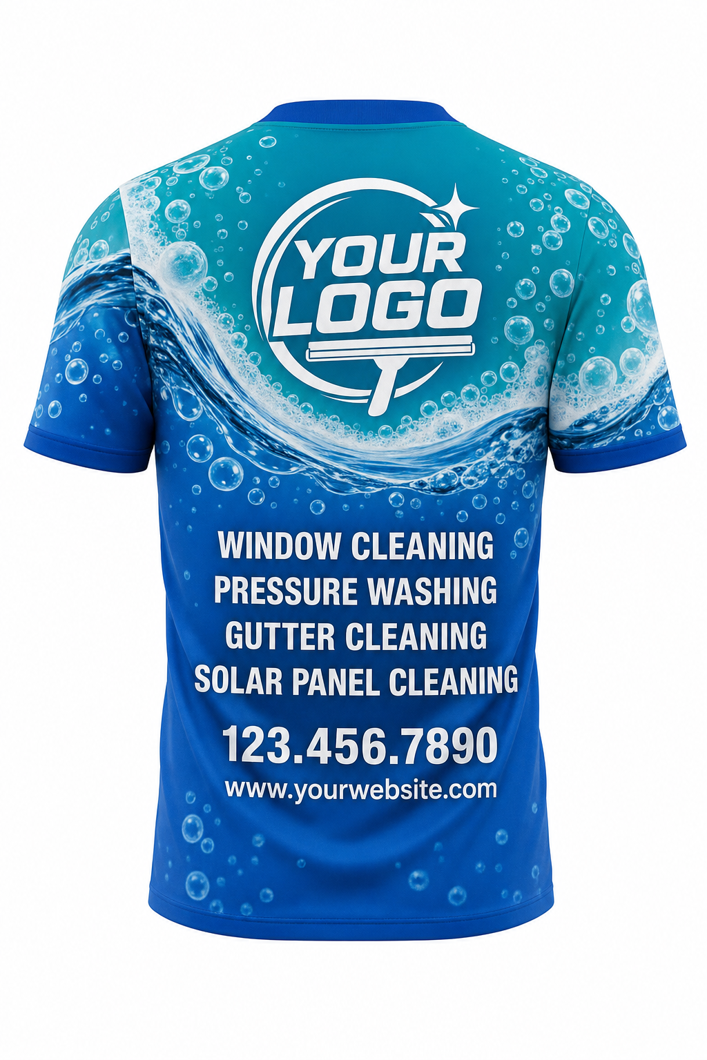 Bubble Wave custom window cleaning crew uniform t-shirt — back (tee-back)