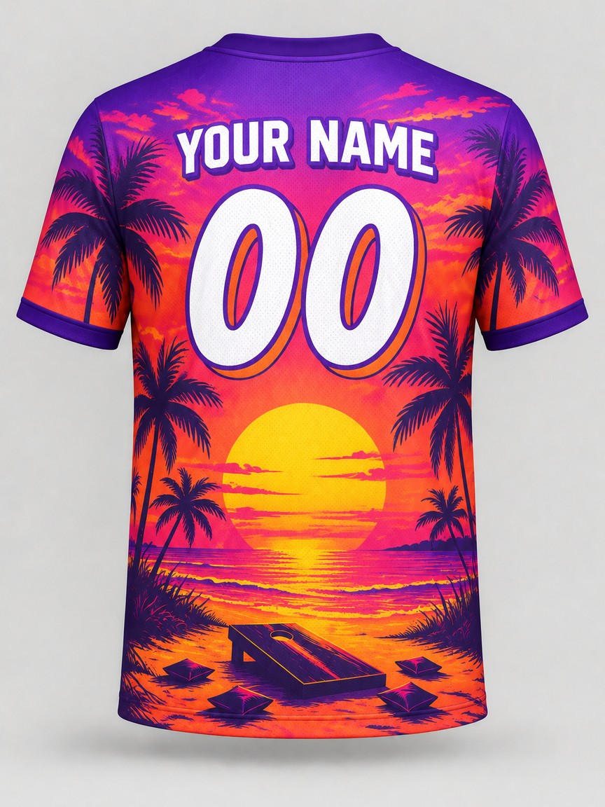 Sunset Beach custom cornhole team jersey, back