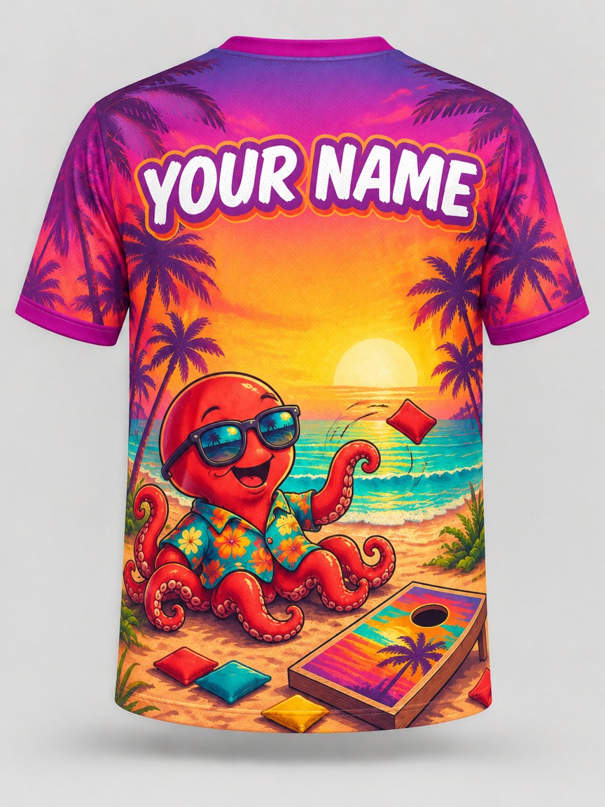 Sunset Kraken custom cornhole team jersey, back
