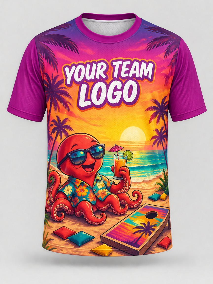 Sunset Kraken custom cornhole team jersey, front