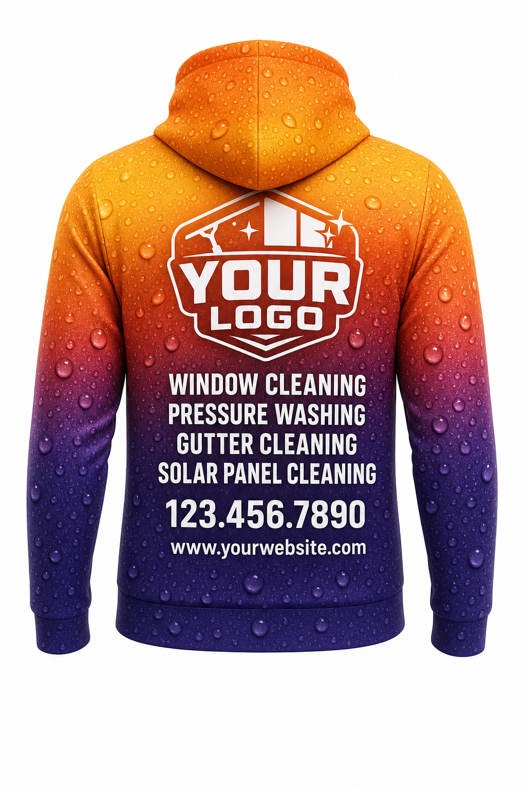 Sunset Wash custom window cleaning crew uniform hoodie — back (hoodie-back)