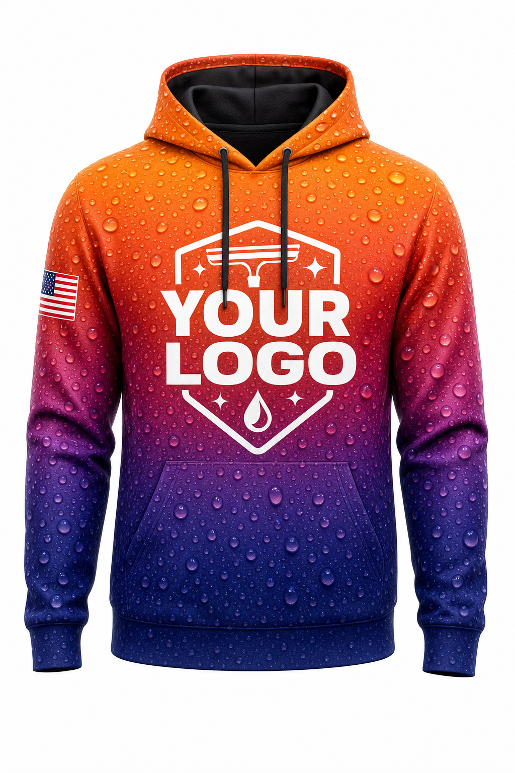 Sunset Wash custom window cleaning crew uniform hoodie — front (hoodie-front)