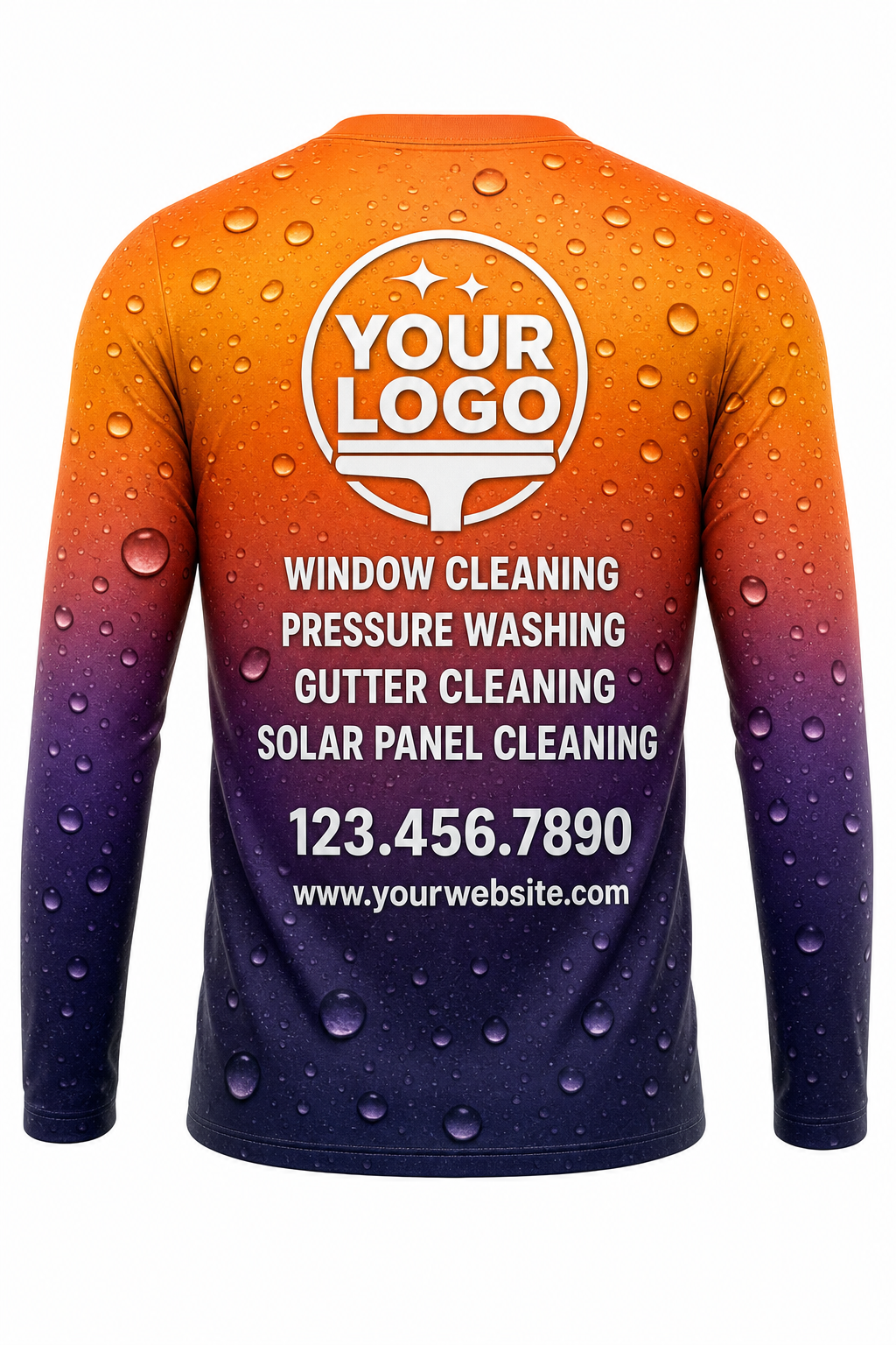 Sunset Wash custom window cleaning crew uniform long-sleeve shirt — back (longsleeve-back)