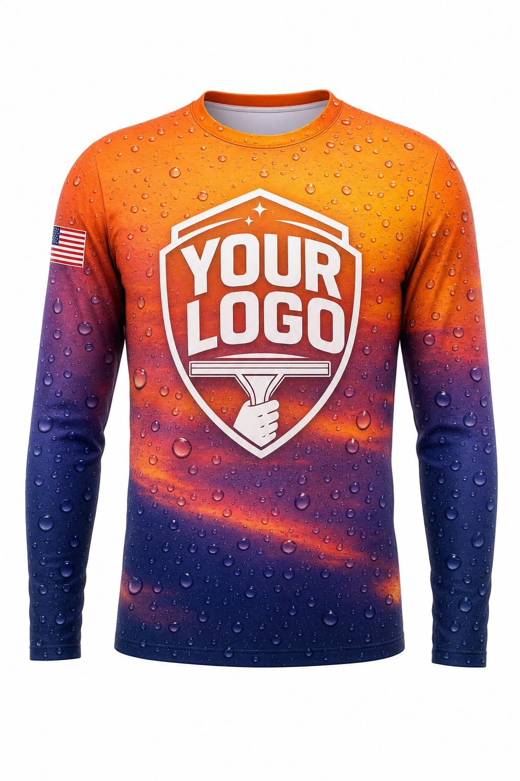 Sunset Wash custom window cleaning crew uniform long-sleeve shirt — front (longsleeve-front)
