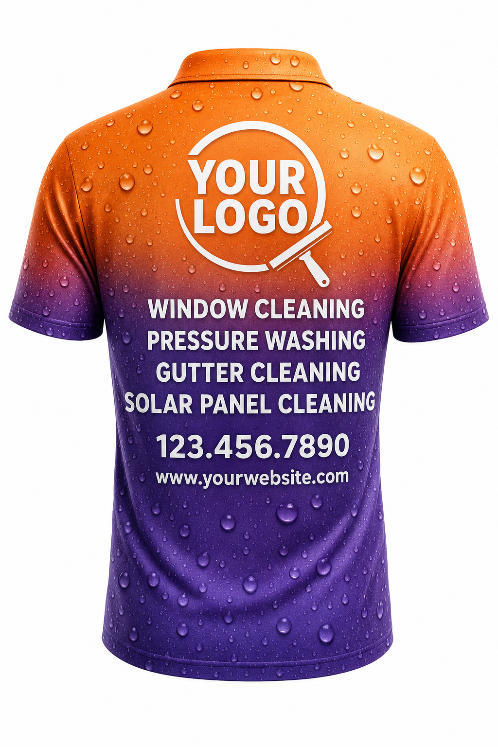Sunset Wash custom window cleaning crew uniform polo shirt — back (polo-back)