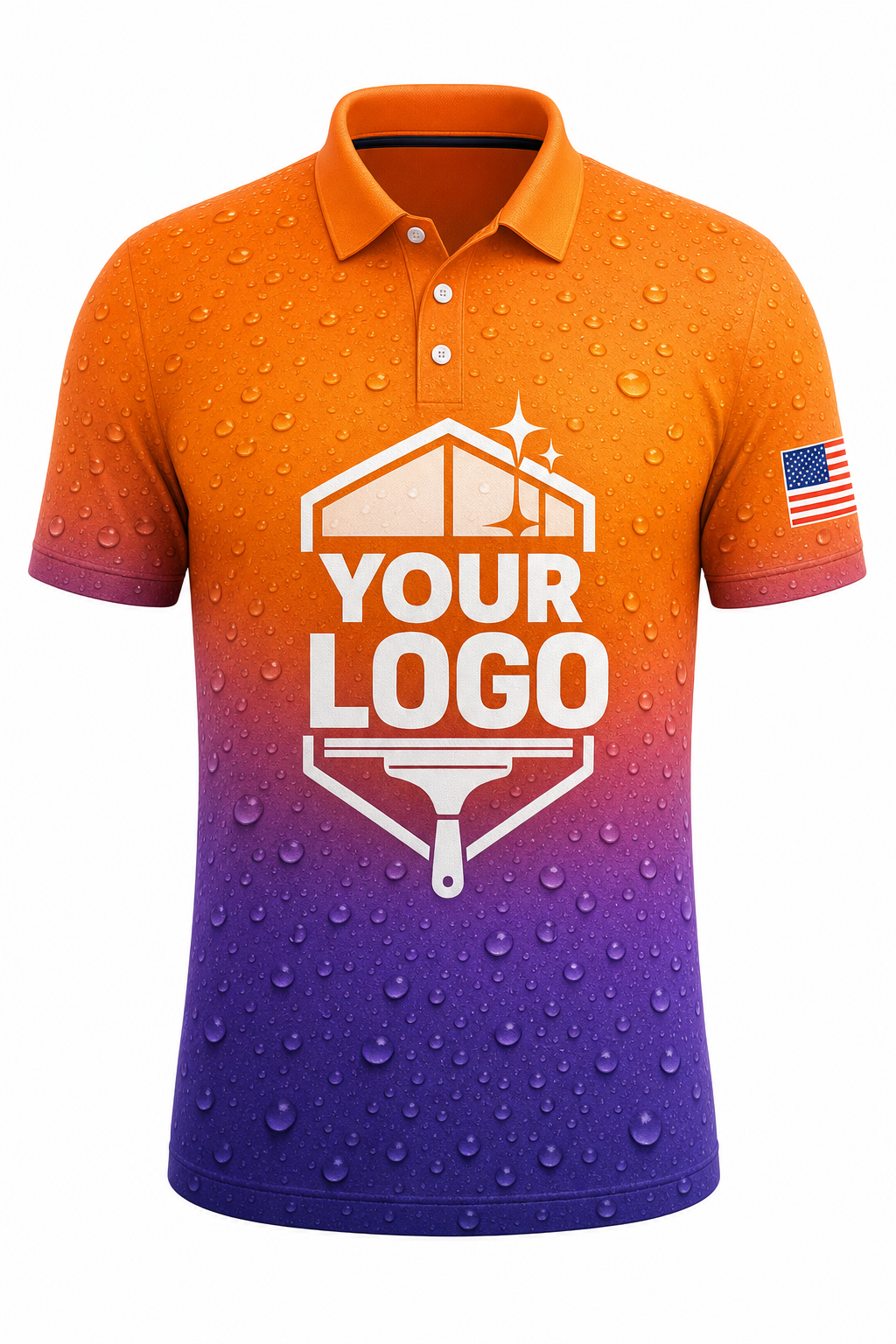 Sunset Wash custom window cleaning crew uniform polo shirt — front (polo-front)