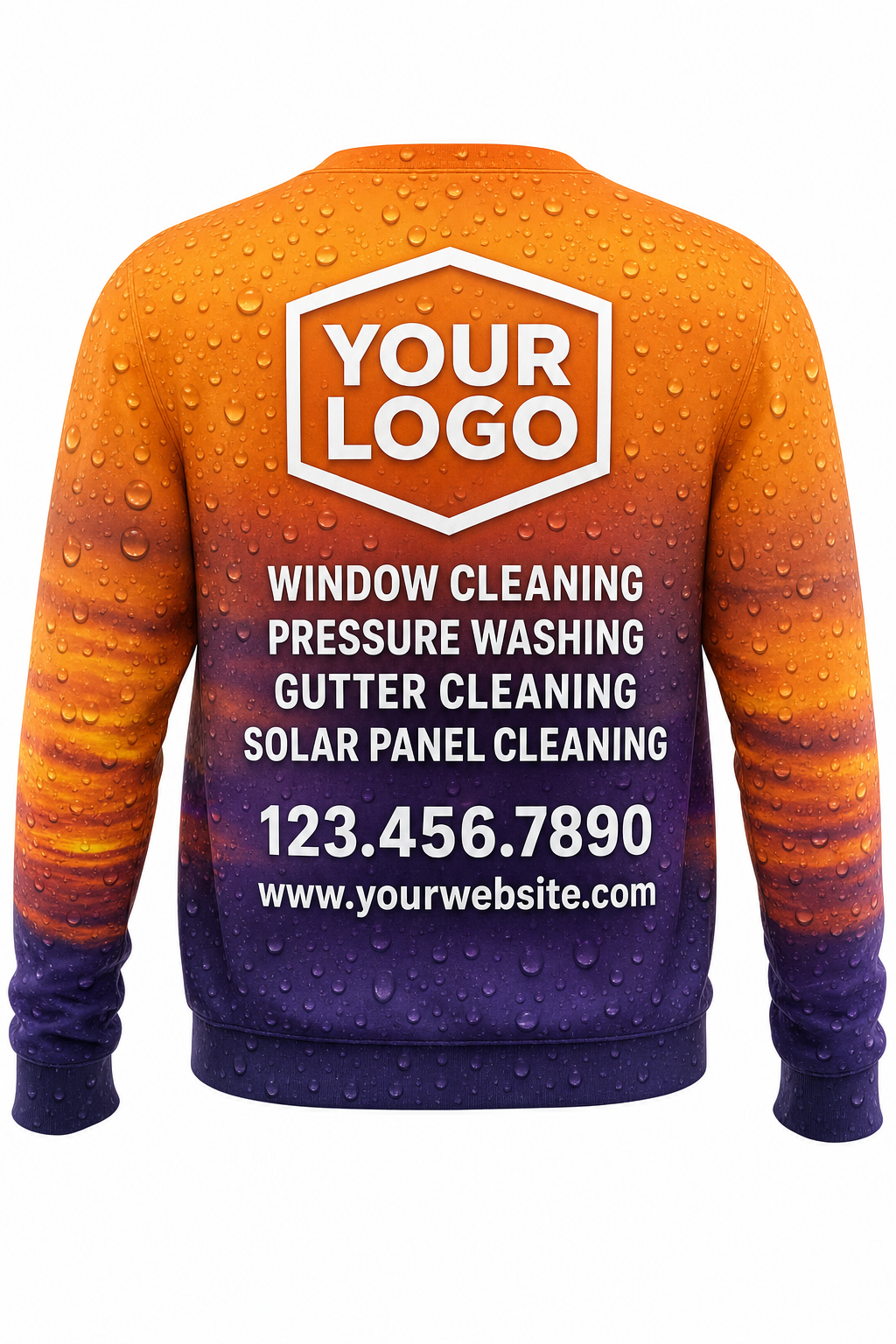 Sunset Wash custom window cleaning crew uniform sweatshirt — back (sweatshirt-back)