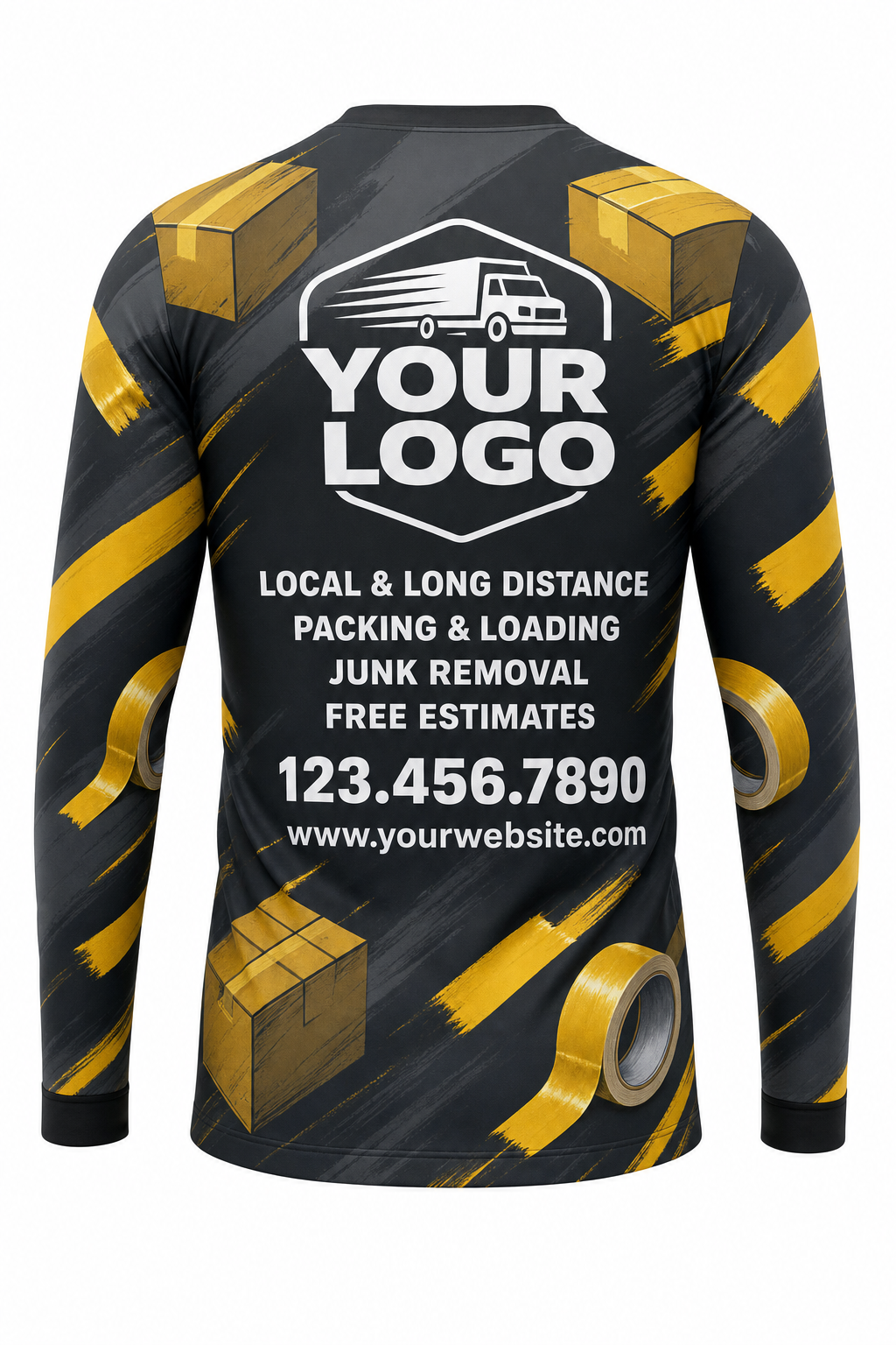 Tape & Box custom moving & junk removal crew uniform Long Sleeve — back