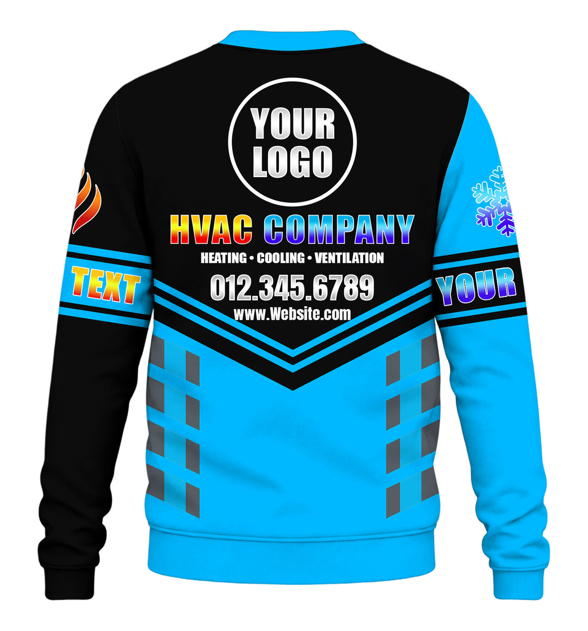 Pro Split custom HVAC long sleeve shirt – blue – back