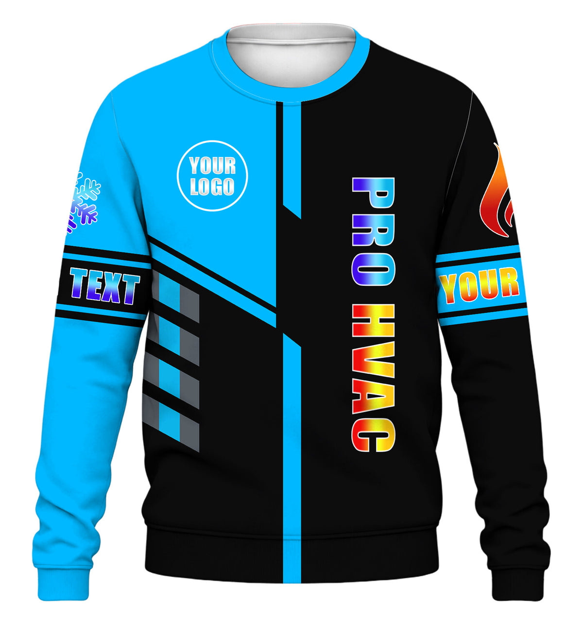 Pro Split custom HVAC long sleeve shirt – blue – front