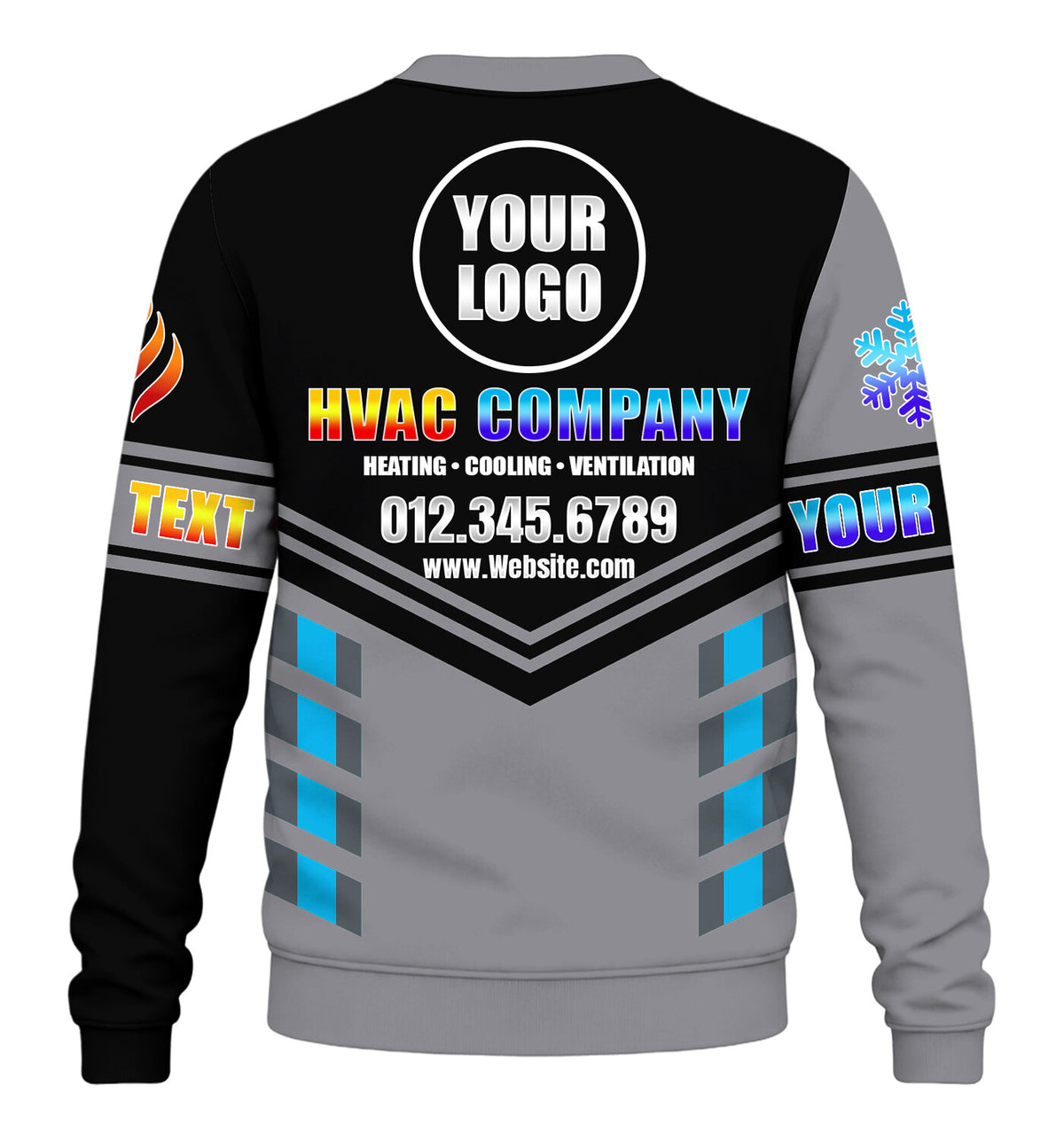 Pro Split custom HVAC long sleeve shirt – gray – back