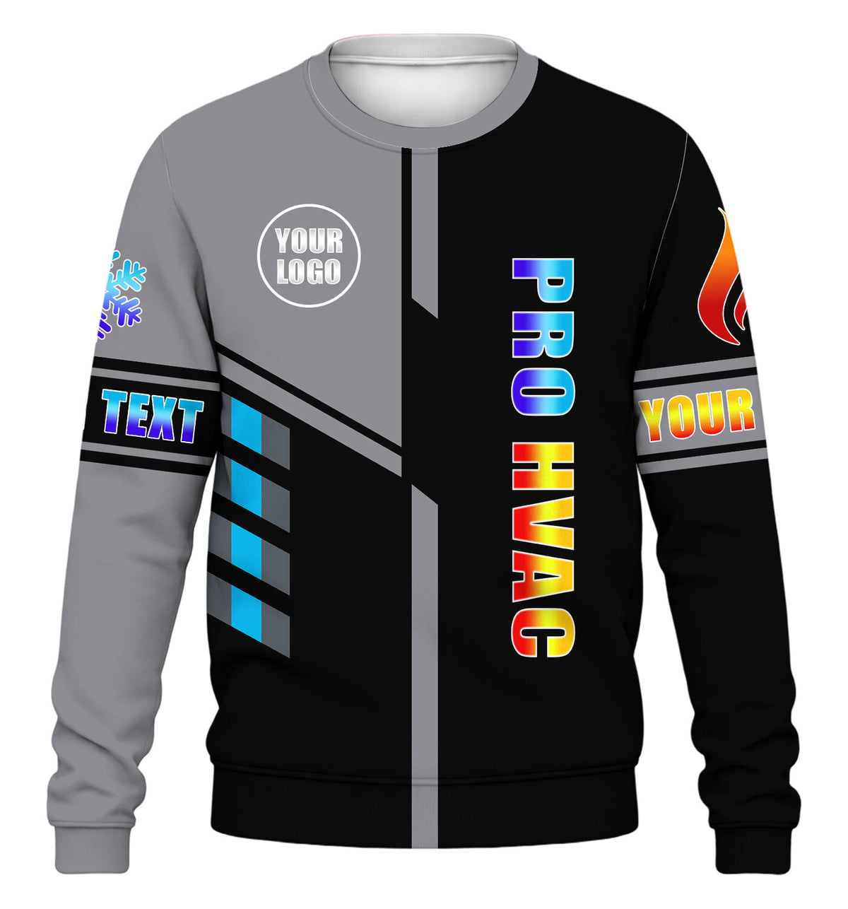 Pro Split custom HVAC long sleeve shirt – gray – front