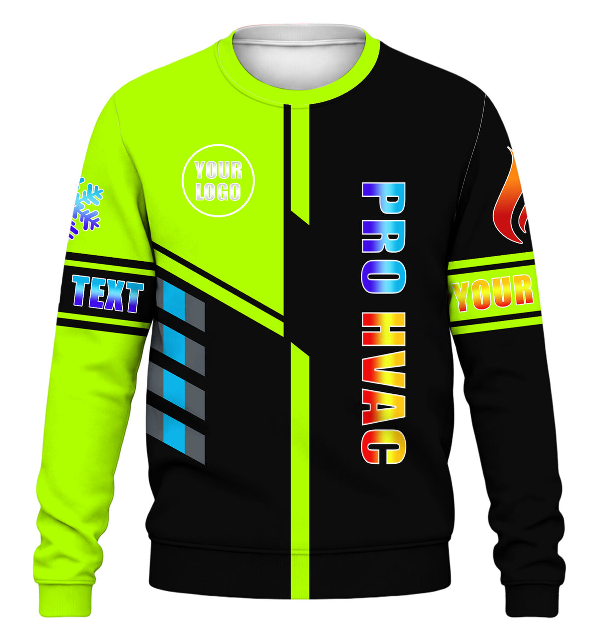 Pro Split custom HVAC long sleeve shirt – lime – front