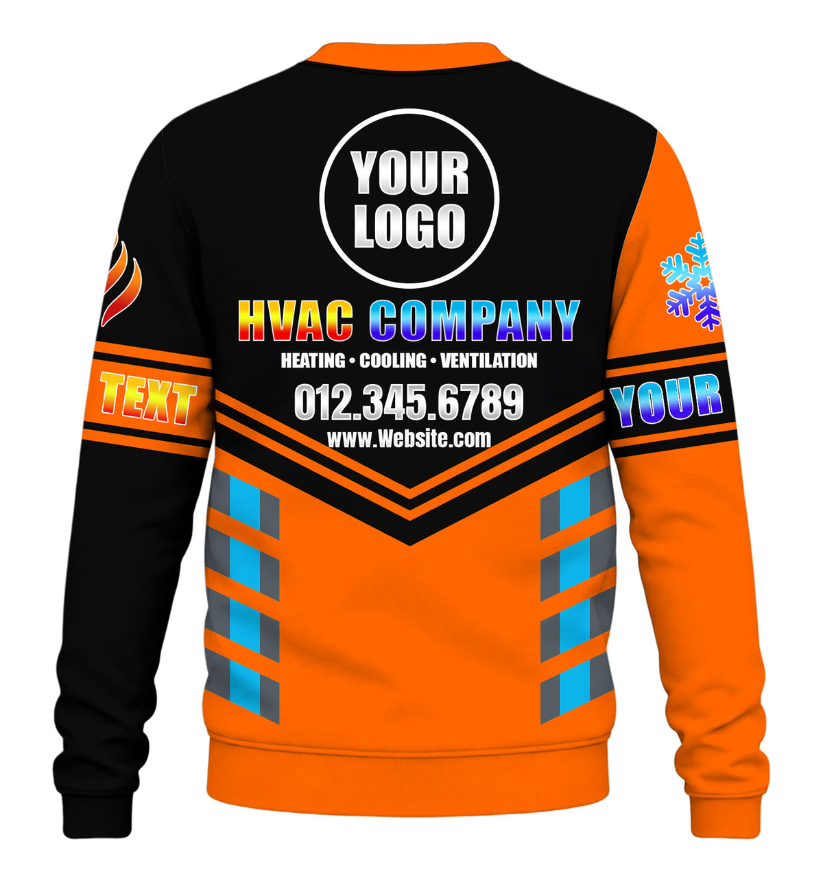 Pro Split custom HVAC long sleeve shirt – orange – back