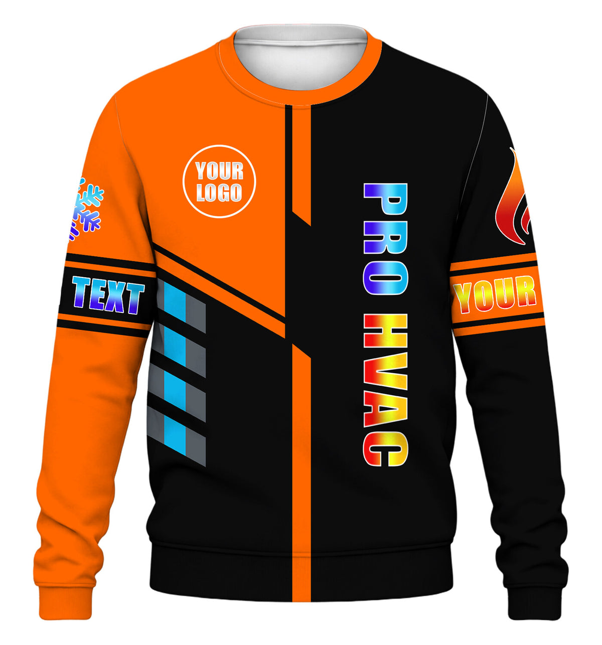 Pro Split custom HVAC long sleeve shirt – orange – front