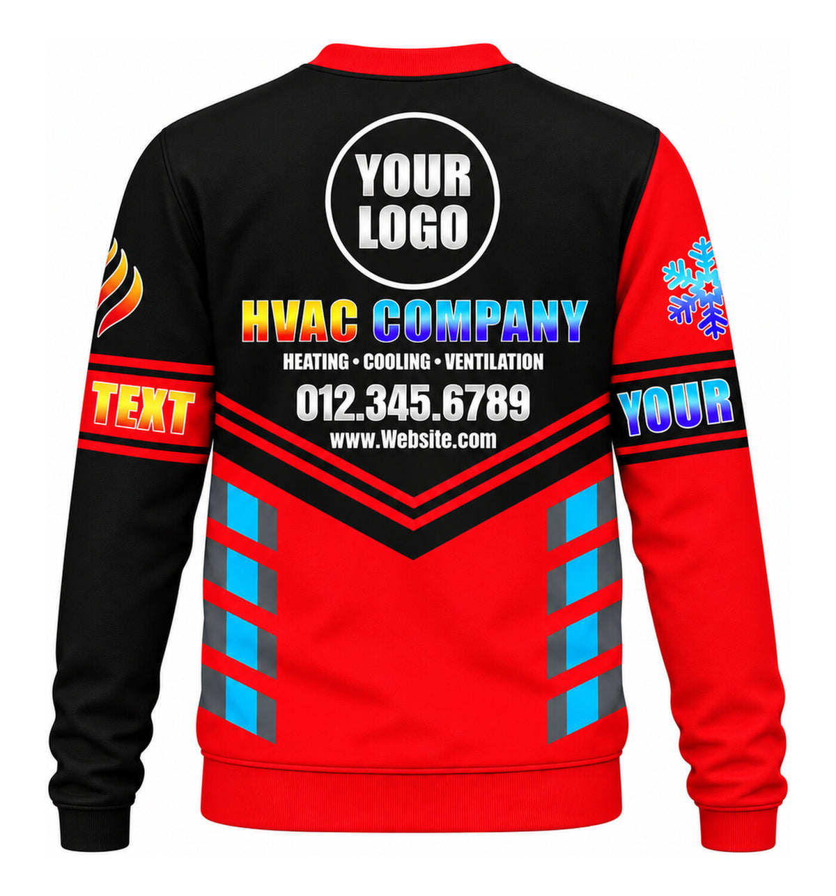 Pro Split custom HVAC long sleeve shirt – red – back