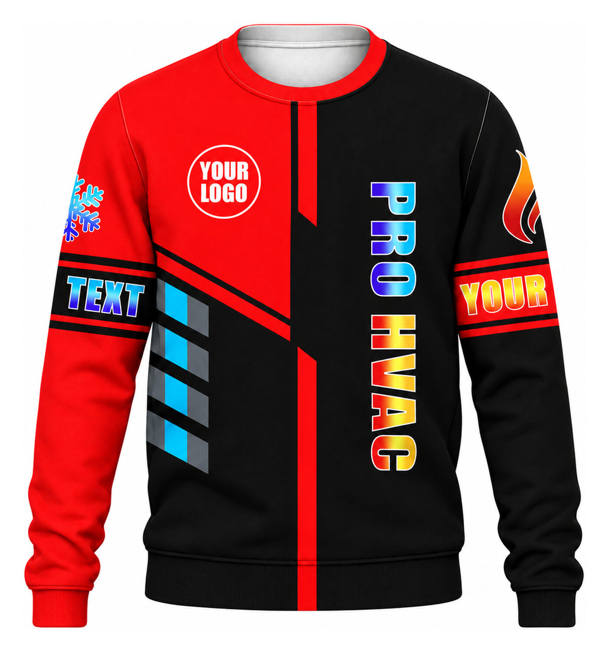 Pro Split custom HVAC long sleeve shirt – red – front