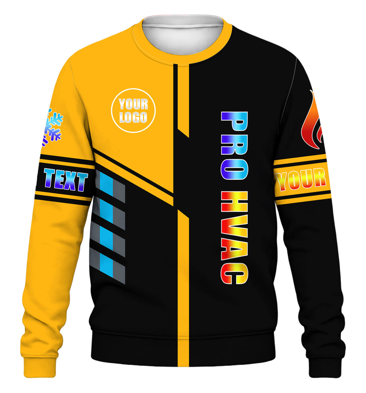 Pro Split custom HVAC long sleeve shirt – yellow – front