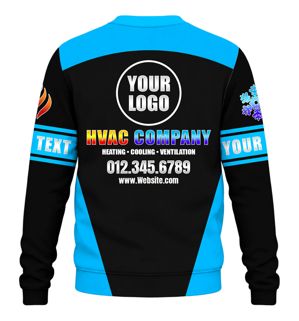 Shoulder Stripe custom HVAC long sleeve shirt – blue – back