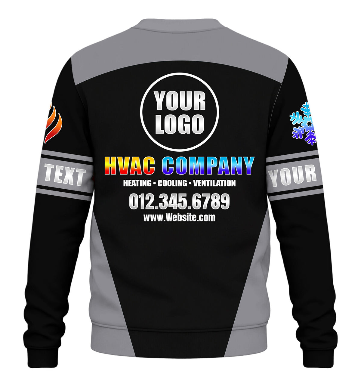 Shoulder Stripe custom HVAC long sleeve shirt – gray – back