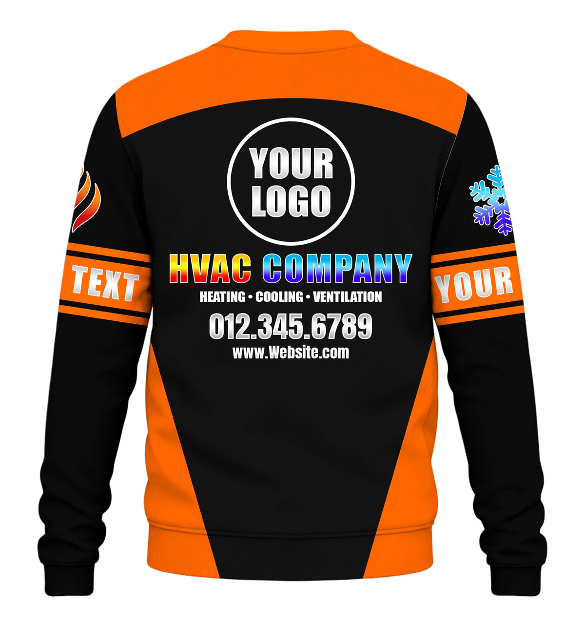 Shoulder Stripe custom HVAC long sleeve shirt – orange – back