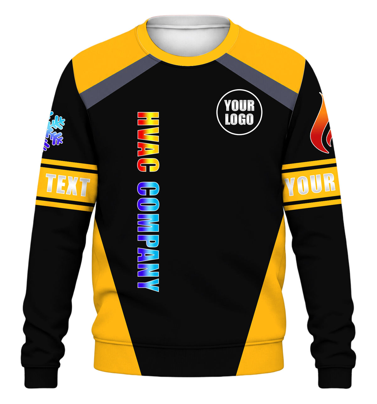 Shoulder Stripe custom HVAC long sleeve shirt – yellow – front