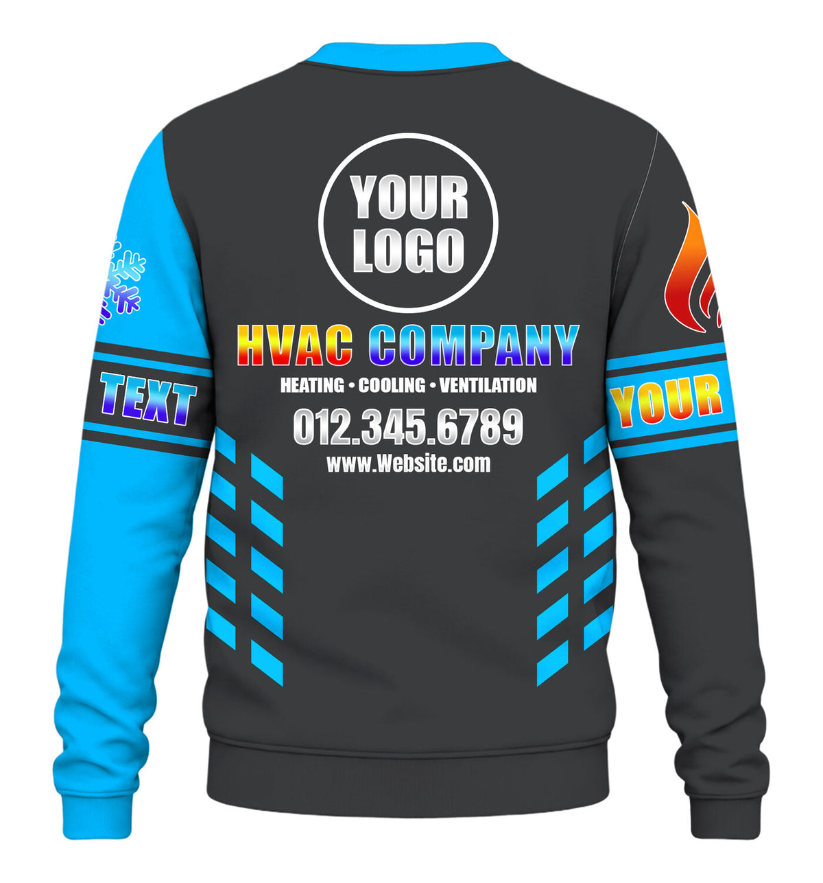HVAC Technician custom HVAC long sleeve shirt – blue – back