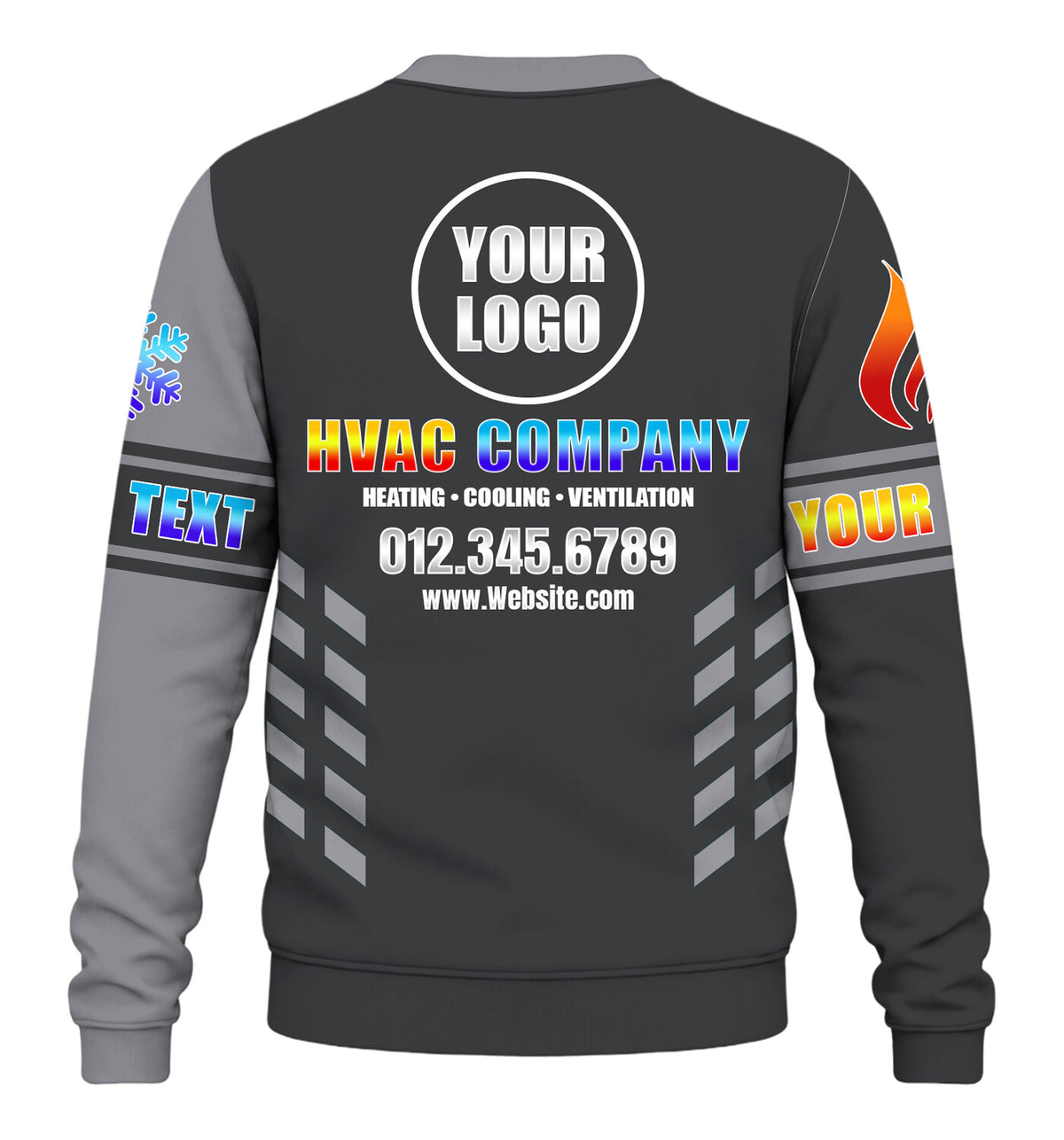 HVAC Technician custom HVAC long sleeve shirt – gray – back