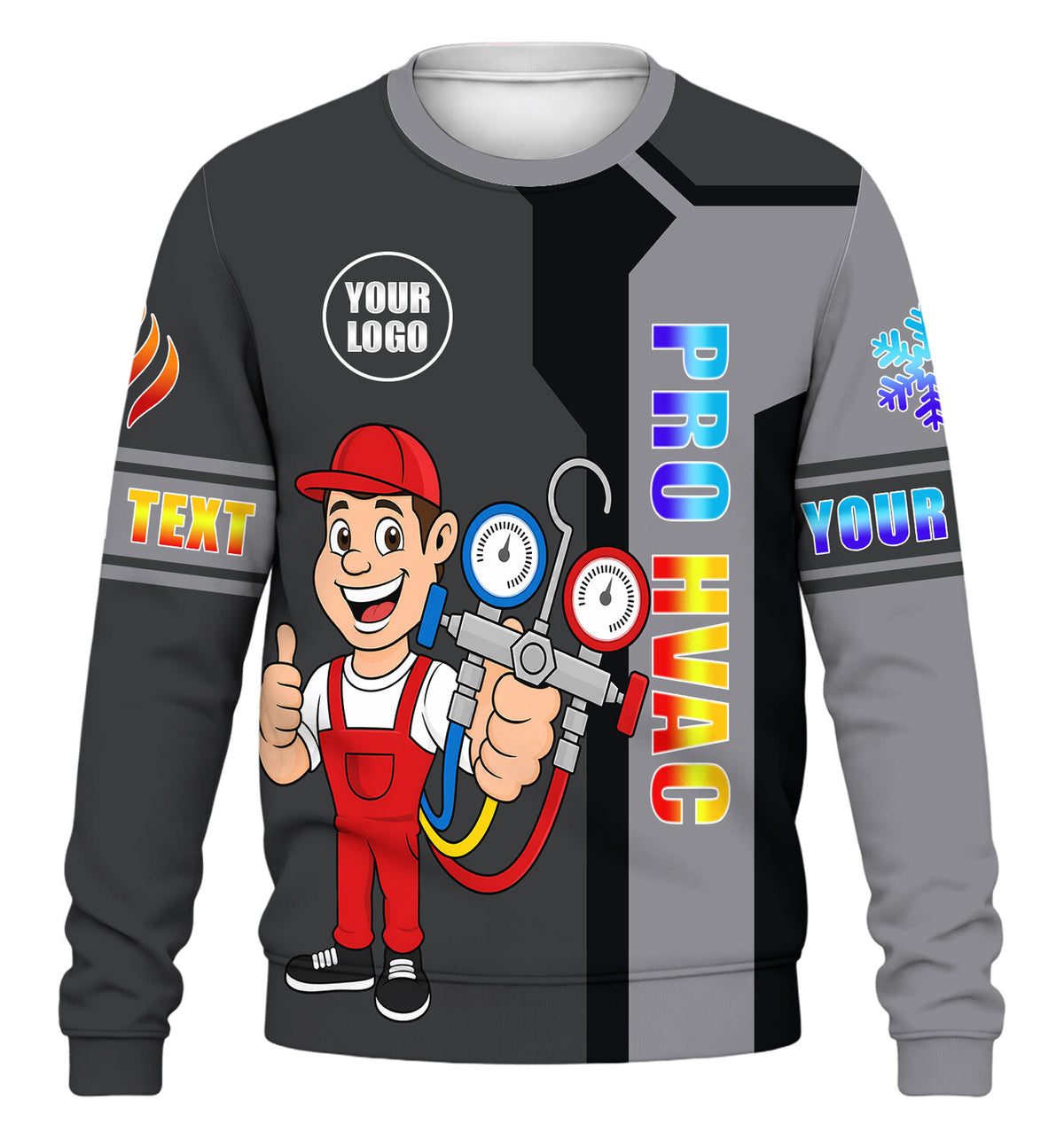 HVAC Technician custom HVAC long sleeve shirt – gray – front
