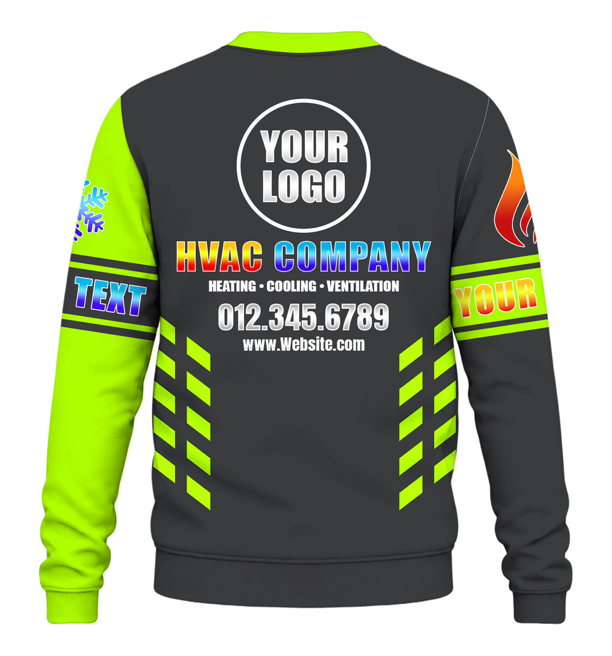HVAC Technician custom HVAC long sleeve shirt – lime – back