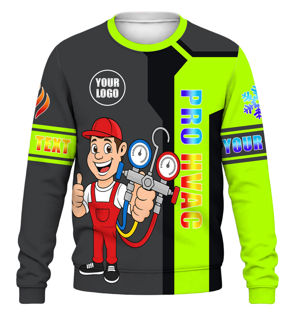 HVAC Technician custom HVAC long sleeve shirt – lime – front