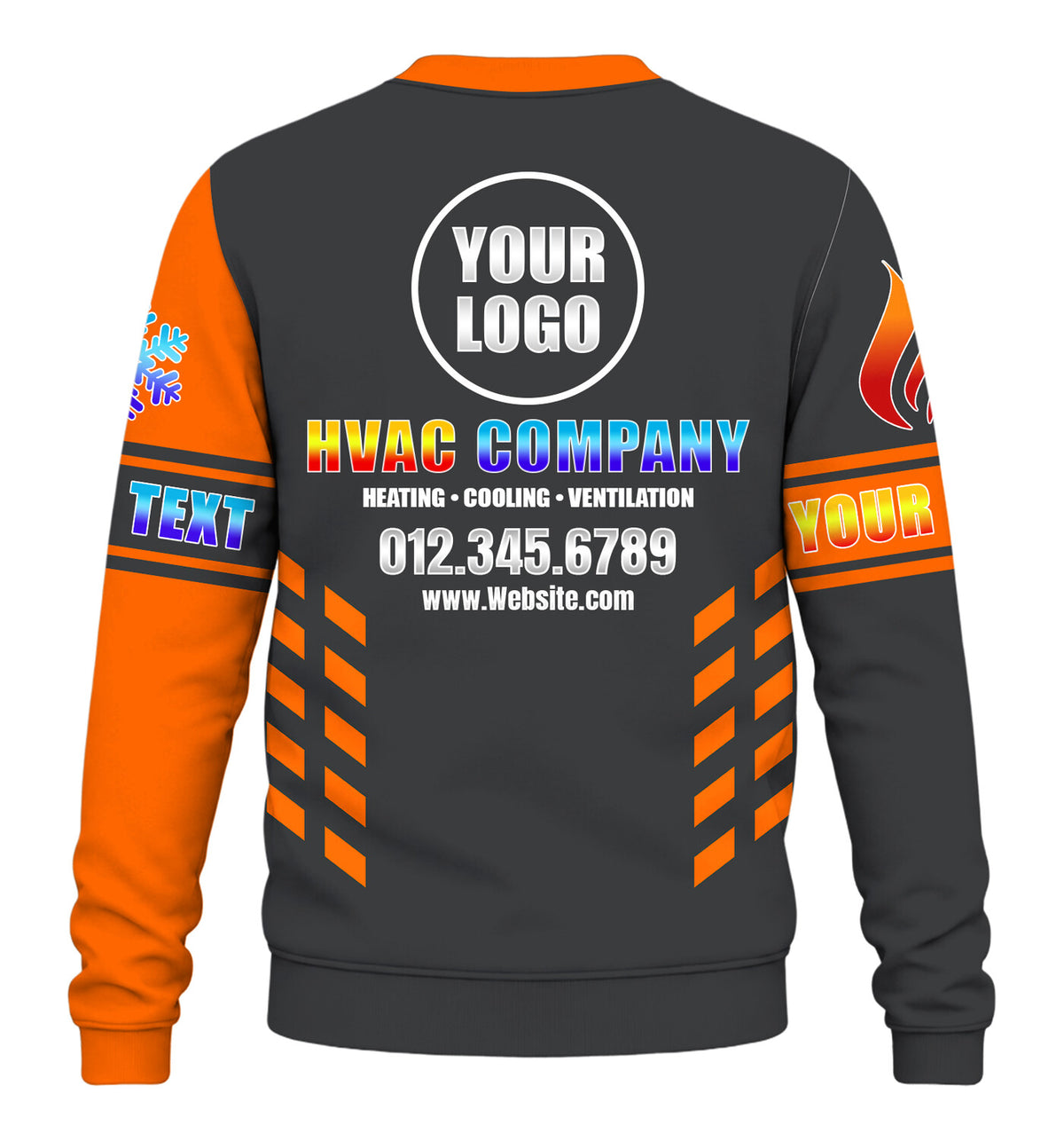 HVAC Technician custom HVAC long sleeve shirt – orange – back