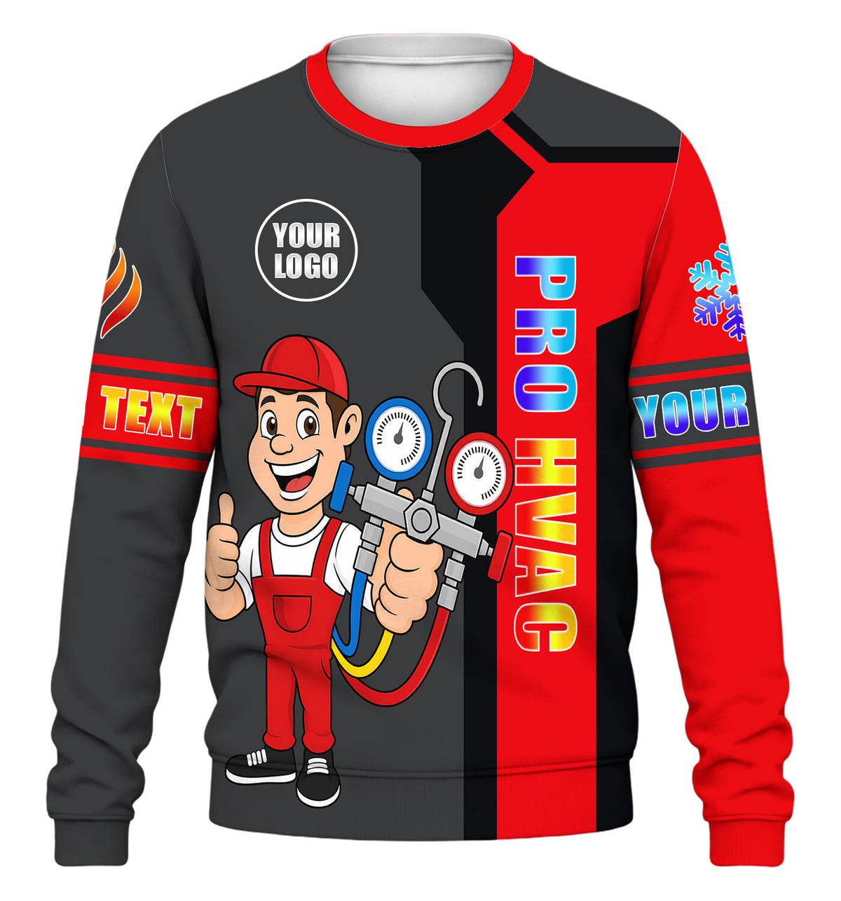 HVAC Technician custom HVAC long sleeve shirt – red – front