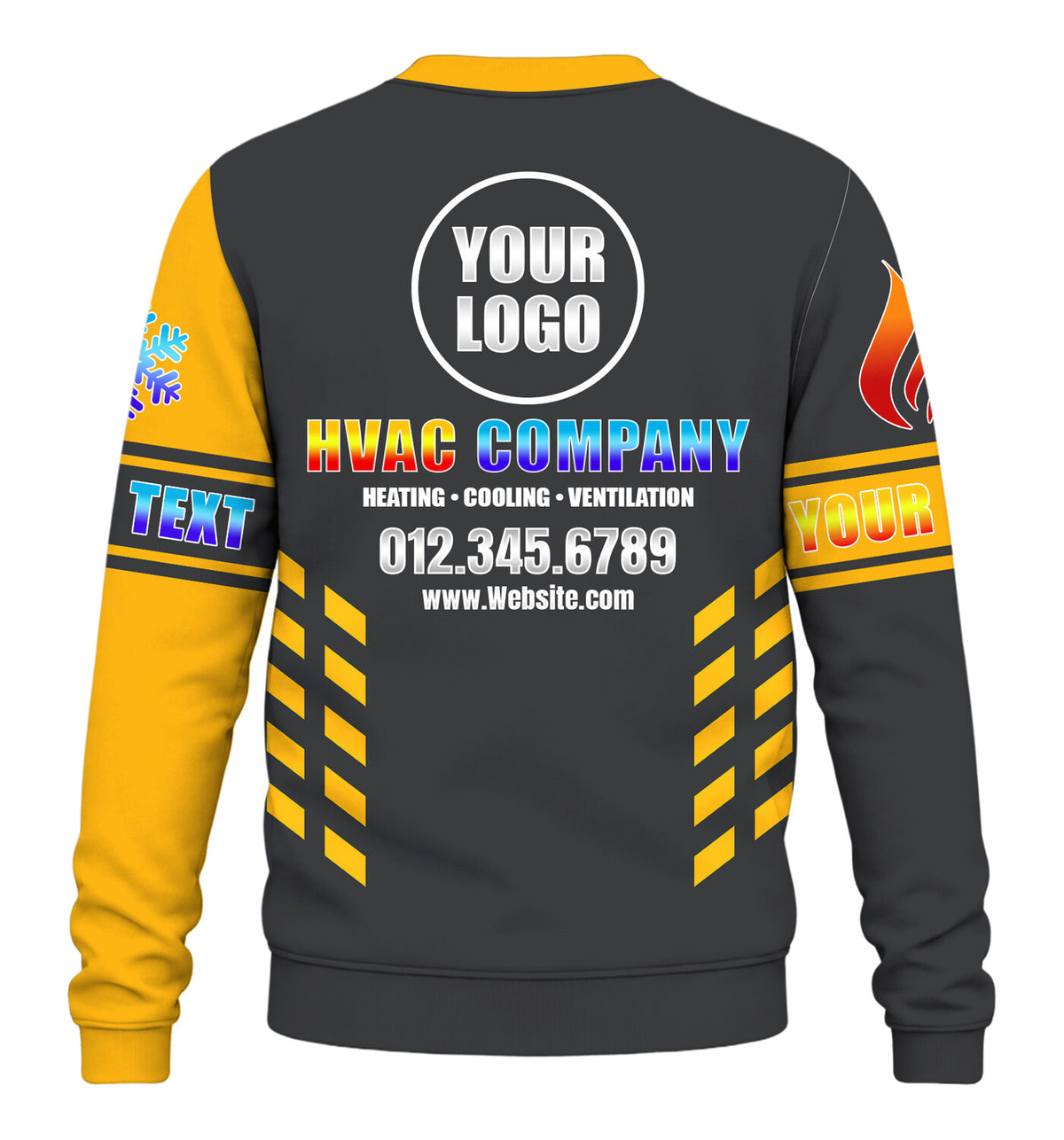 HVAC Technician custom HVAC long sleeve shirt – yellow – back